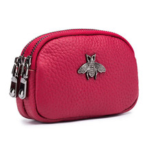 Womens Cowhide Double Zipper Wallet  Earphone Case - $35.00