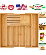 Versatile Bamboo Silverware Organizer: Expandable Cutlery Tray with Knif... - $97.90 CAD