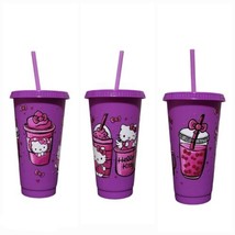 Hello Kitty Purple Plastic Cup Tumbler 24oz Custom - $12.86