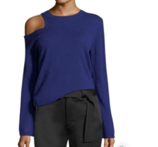 ALC Frank Wool Sweater S Blue Cut Out Shoulder Long Flared Sleeve Crew P... - $39.81