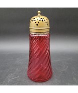Antique Victorian Cranberry Red Glass Swirled Twist Round Finial Sugar S... - $54.14 CAD
