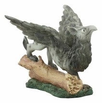 Stoic Grey Baby Griffin Statue Wild Griffon By Forest Log Sculpture 5.5&quot;... - $27.99