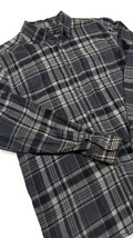 Faded Glory Men&#39;s Medium Black + Grey Plaid Long Sleeve Button Flannel S... - £12.95 GBP
