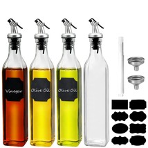 Oil Dispenser Bottle 4 Pack , 17 Oz Glass Olive Oil And Vinegar Dispense... - $29.99