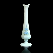 Fenton Swung Bud Vase Lime Sherbet Satin Glass Hand Painted Signed VTG 8 1/4”H - £22.70 GBP