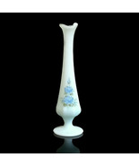 Fenton Swung Bud Vase Lime Sherbet Satin Glass Hand Painted Signed VTG 8... - $29.03