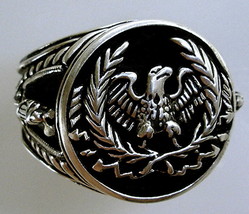Artisan made Roman Eagle Fasces Mens ring sterling silver 925 - $85.14