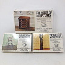 Lot Of 3 The House of Miniatures Dollhouse Kits Chair  Clock Bachelors Chest - $29.99