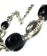 Brighton Necklace Mirage Black Chunky Silver tone Beads 20&quot; - £26.73 GBP