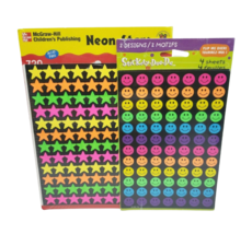 VINTAGE NEON STICKERS NEW IN PACKAGE CHART / TEACHER STARS + SMILEY FACES - £14.11 GBP