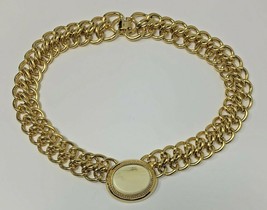Vintage MONET Cream OVAL CABOCHON GOLD TONE CHAINS CHUNKY NECKLACE - £52.03 GBP