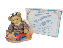 Cherished Teddies Boy Bear Lance in Flight Jacket / Goggles / Toy Plane 1988 - £6.15 GBP