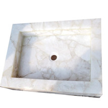 White Agate Stone Top Home &amp; Kitche Sink, Bathroom Basin Sink, Vessel Si... - £584.26 GBP+