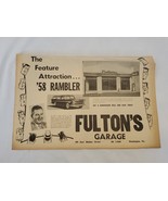 VINTAGE 1958 Rambler / Fulton&#39;s Garage Newspaper Advertisement - $19.79