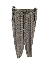 Maurices Womens Large Pull On Pants Print Beige Black Pants Drawstring P... - $15.74