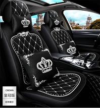Crown Crystal Bling Car Seat Covers Set Universal Car Interior - Black C... - $209.99