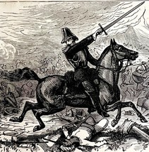1880 Red Horse Of War And Rider Antichrist Victorian Wood Engraving DWZ3C - $69.99