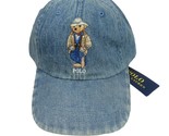Polo Ralph Lauren Cowboy Bear Denim Navy Baseball Hat Cap OS Adjustable NEW - $54.99