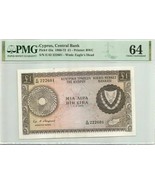 Cyprus 1 Pound 1971 UNC Banknote Graded by PMG MS64 Pick #43a Key Date 0... - £320.30 GBP