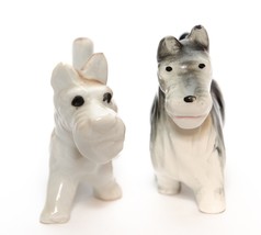 Pair of Miniature Schnauzer Dog Figurine Ceramic Vintage  - £11.83 GBP