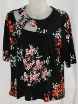 AUW Floral Gold Tone Chain Design Blouse Top Size M - $19.79