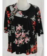 AUW Floral Gold Tone Chain Design Blouse Top Size M - $19.79