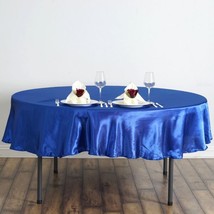 Royal Blue 90&quot;&quot; Round Satin Tablecloth Wedding Party Home Kitchen Tabletop Linen - £13.31 GBP