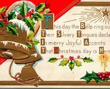 Vtg Postcard M.L. Jackson Embossed Christmas Bells Holly North Star Poem... - $7.97