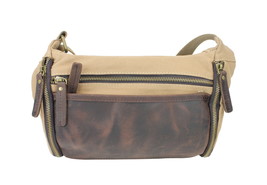 Vagarant Traveler Stylish Canvas Leather Shoulder Bag CS02.Khaki - $32.50