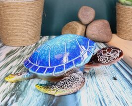 Nautical Ocean Blue Giant Sea Turtle Swimming Bobblehead Figurine Tortoise - $17.99