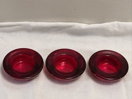 Crate &amp; Barrel Red Glass Tea Light Candle Holders Set Of 3 - £11.83 GBP