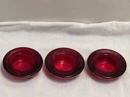 Crate &amp; Barrel Red Glass Tea Light Candle Holders Set Of 3 - £11.62 GBP