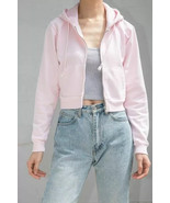 Brandy Melville Pale Pink Cropped Zip Up Hoodie One Size - $25.09 CAD