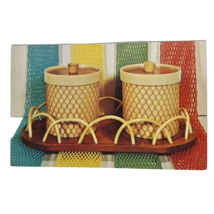 Postcard Savory Set Condiment Jars California Redwood Chrome Unposted - £5.39 GBP