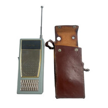 CROWN 10 Transistor Radio 27-125 MC Walkie Talkie leather case Blue Unte... - $30.68