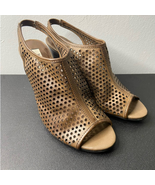 Simply Vera Wang Peep Toe Slingback Sandals Wedge Eyelet Taupe US Size 7.5M - £24.72 GBP