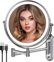 Rocollos Upgraded Base Version Rechargeable Wall Mounted Lighted Makeup Mirror - £43.79 GBP