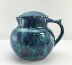 Vintage Christian Ridge Pottery Cupper Coffee Carafe - Mottled Blue Coffee Pot - £18.94 GBP