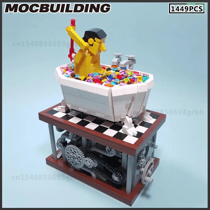 MOC Building Blocks DIY Assembly Bricks Manual Operation Model Bath Scene  Toys - £154.03 GBP