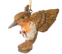 Silver Tree Ornament Brown Resin Glittered Hummingbird Christmas NWT&#39;s Gift - $9.85