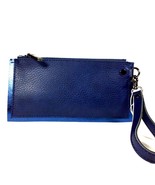 Neiman Marcus Metallic Trim Zip Wristlet.Indigo Blue/Metallic Blue Trim.NWT - $28.05