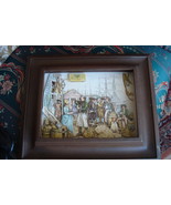 3 D collage paper art of English Port signed S. Jan wooden framed - $55.43