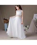 Two Pieces Lace Chiffon Sleeveless Flower Girl Dresses A Line Simple Fir... - $143.10