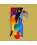 Colorful Abstract wood wall sculpture 58x34 MH925 by Alisa - $742.50