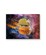 Cat Riding Hamburger Canvas - Space Cat Canvas - Graphic Canvas - £15.35 GBP