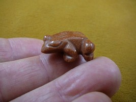 (Y-FRO-505) GOLDSTONE orange gemstone FROG stone CARVING 1&quot; little baby ... - £6.71 GBP