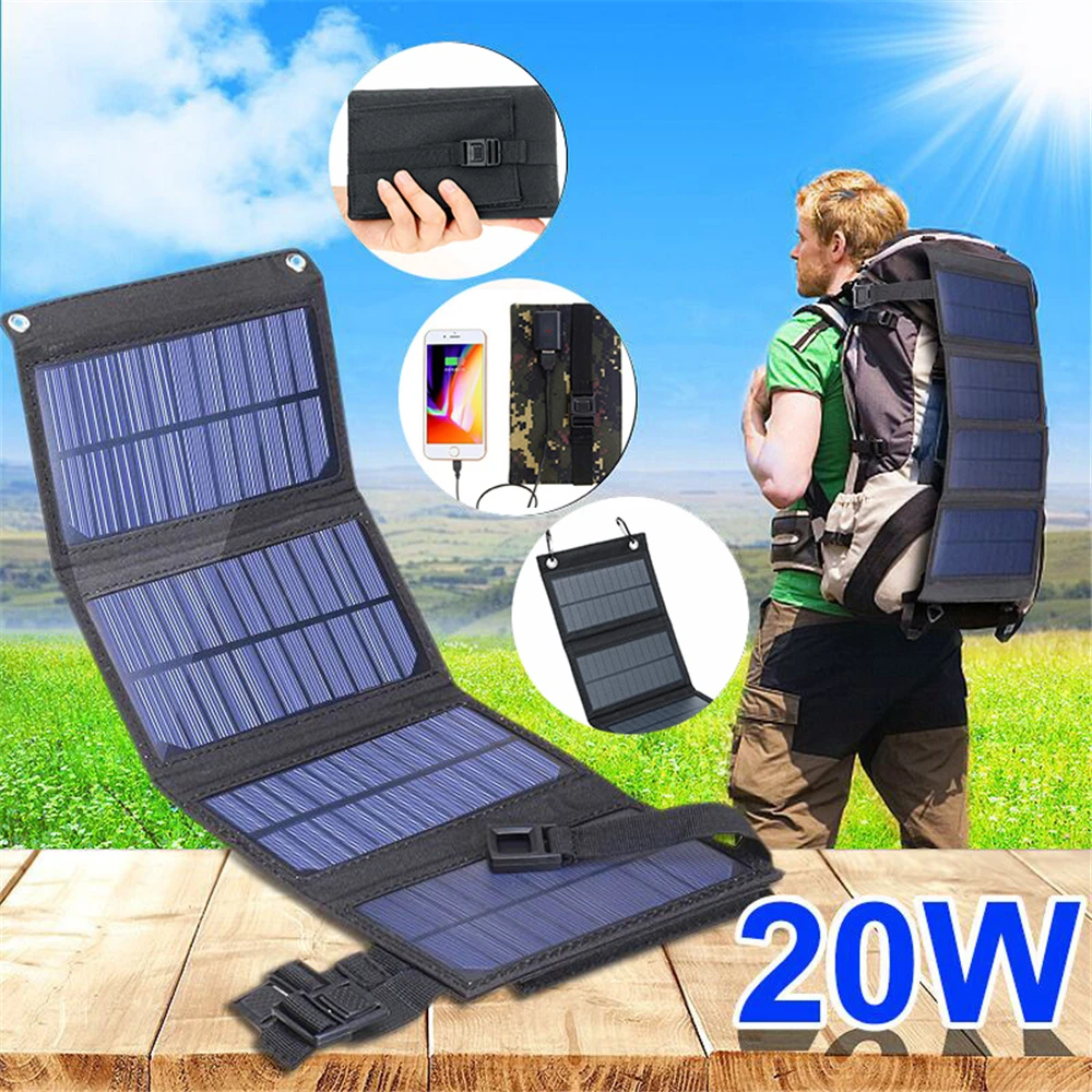USB Ports 20W Solar Charger Foldable Portable Solar Phone Charger with Power Sol - £196.34 GBP