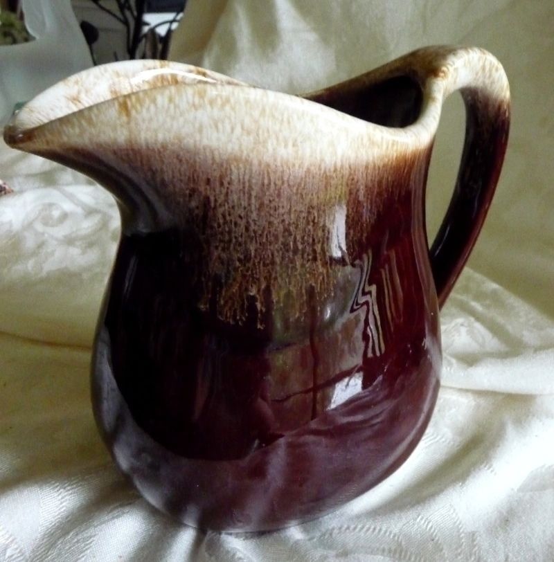 McCoy Brown Drip 32 oz Pitcher approx 6" Stoneware China #365 Marked - $18.95