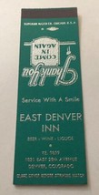 Vintage Matchbook Cover Matchcover East Denver Inn Denver CO Salesman’s - £2.42 GBP