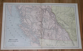 1890 Antique Map Of British Columbia Vancouver Island Rockies Alberta Calgary - £24.64 GBP